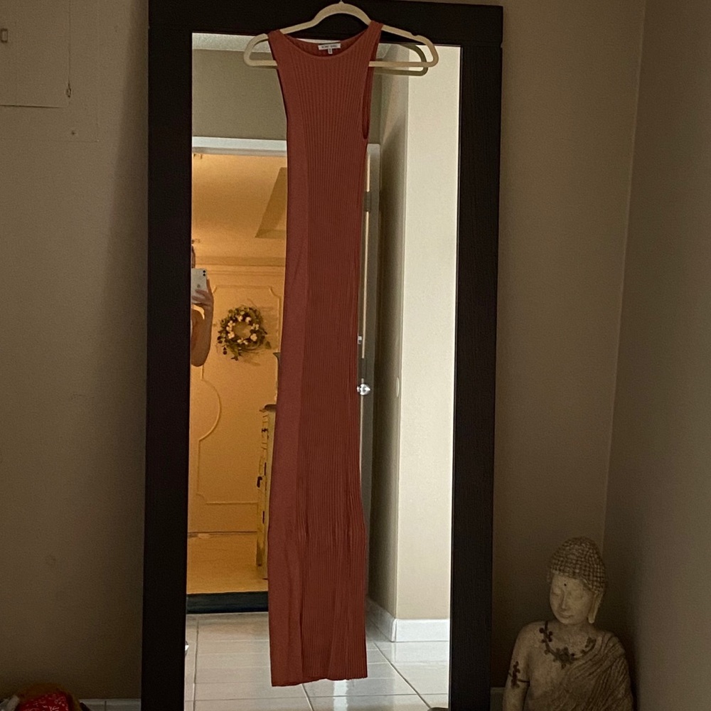 Ronny Kobo ribbed salmon colored dress